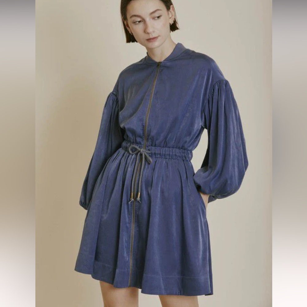 AUREUM Blue Zip-Front Mini Dress